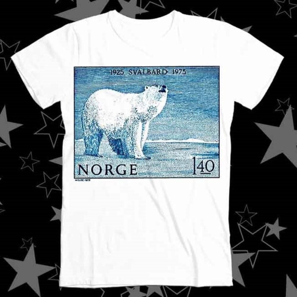 Vintage Norway Polar Bear Stamp T-Shirt – Svalbard 1925–1975 Graphic Tee